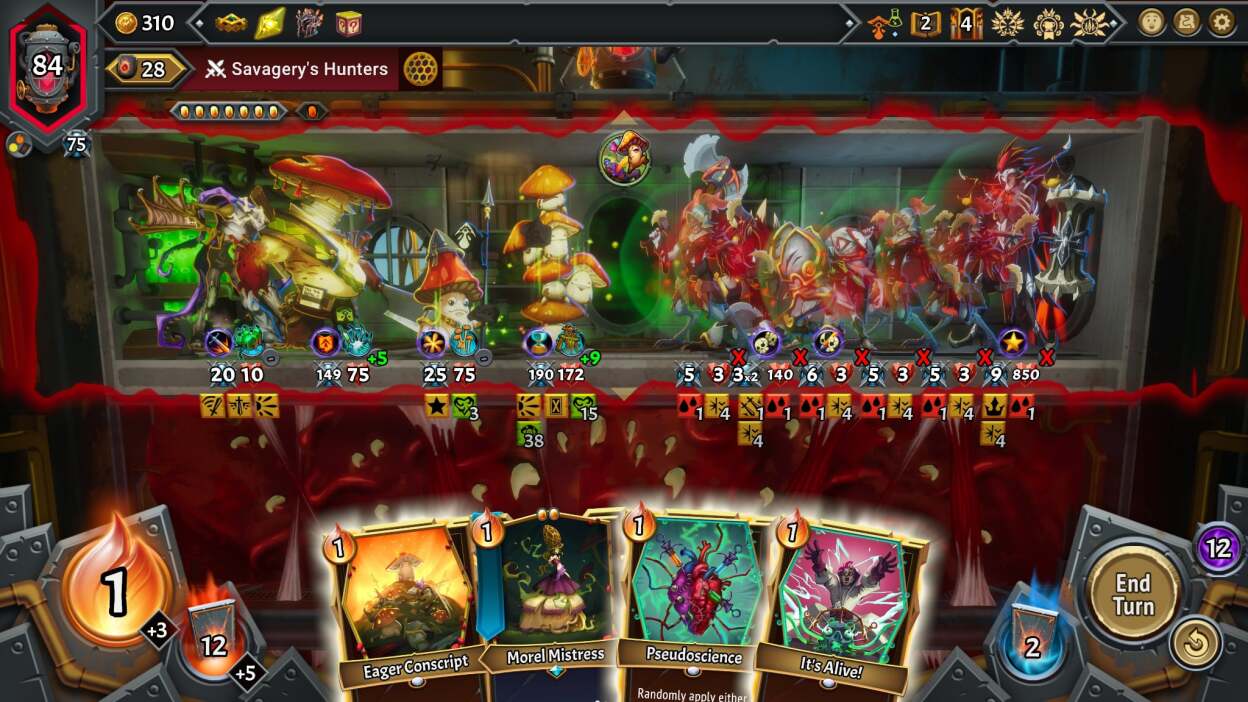 Gameplay Monster Train 2 Screenshot gameplay Monster Train 2 dengan lantai kereta dan unit pertahanan