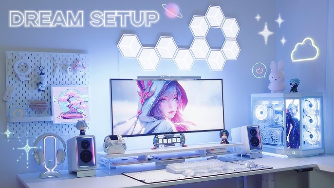 Setup Gaming Ergonomis untuk Pemain Profesional Setup gaming dengan mouse, keyboard, monitor, dan kursi ergonomis untuk pengalaman bermain maksimal