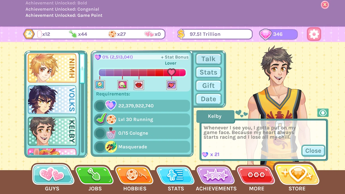 Ilustrasi karakter lucu Blush Blush sedang berinteraksi dalam game simulasi online populer