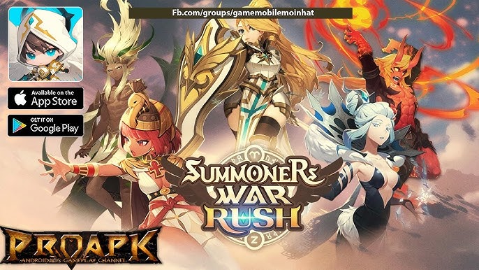 Hero terkuat di Summoners War RUSH sedang bertarung dengan skill mematikan