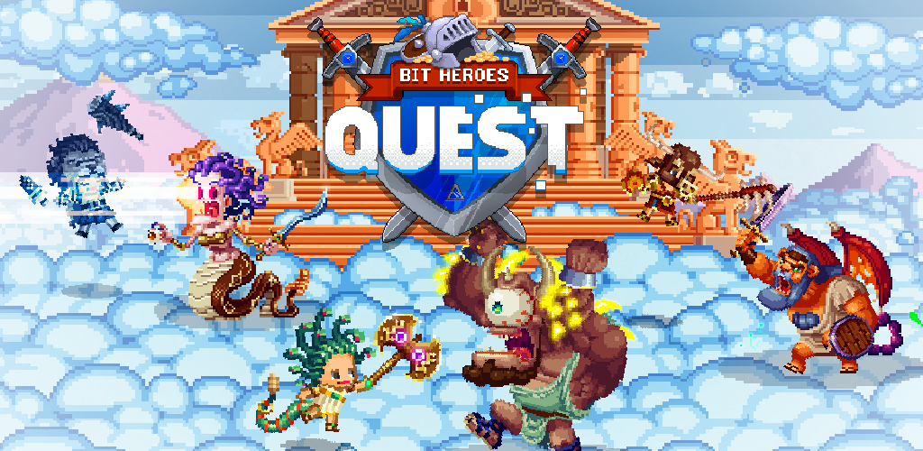 Hero Bit Heroes Quest Sedang Bertarung Hero Bit Heroes Quest menyerang musuh di dungeon