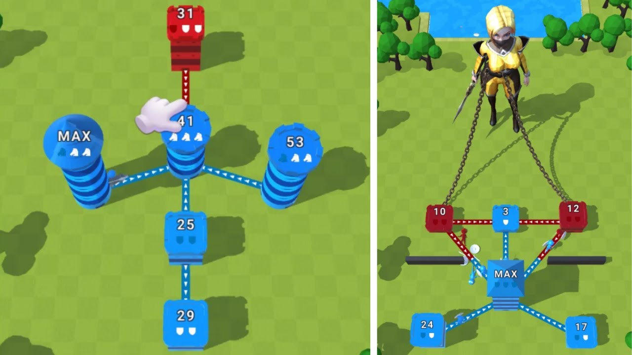 Peta kerajaan Empire Takeover dengan pertahanan kuat dan menara pertahanan