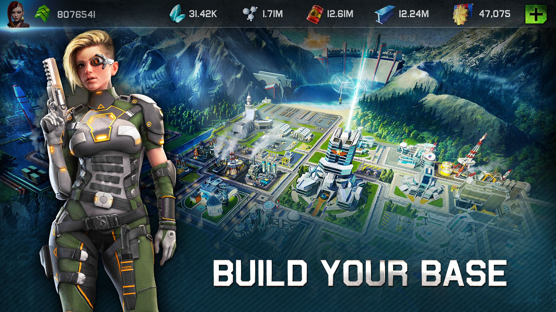 Markas utama di War Planet Online: Global Conquest dengan pertahanan strategis dan pasukan lengkap