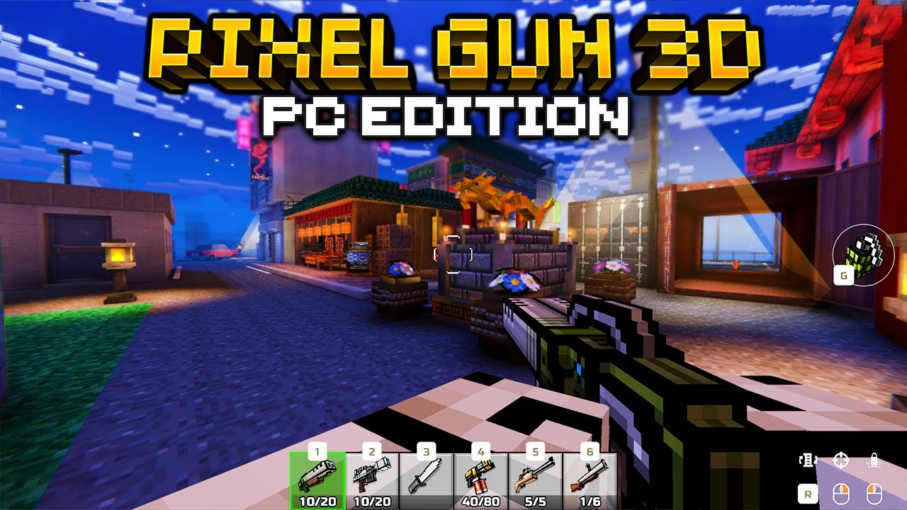 Gameplay Pixel Gun 3D PC Edition dengan karakter dan senjata unik di medan pertempuran