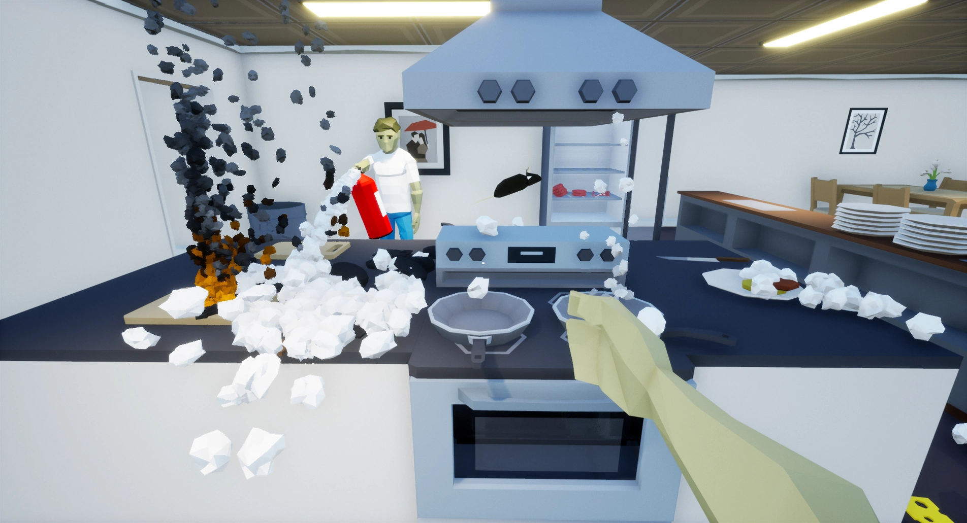 Pemain bermain One-Armed Cook dengan satu tangan, menyiapkan hidangan cepat di layar game