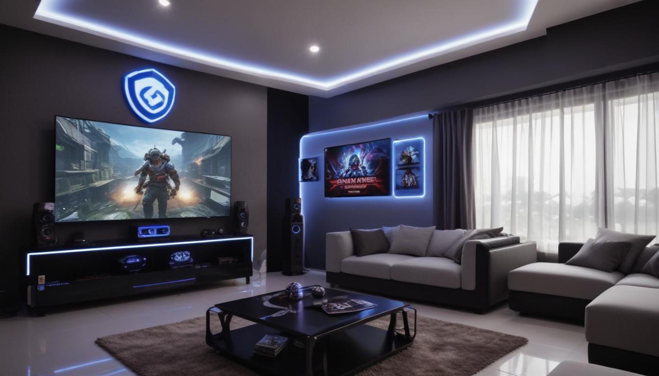 desain kamar gaming anak dengan lampu rgb dan meja gaming modern