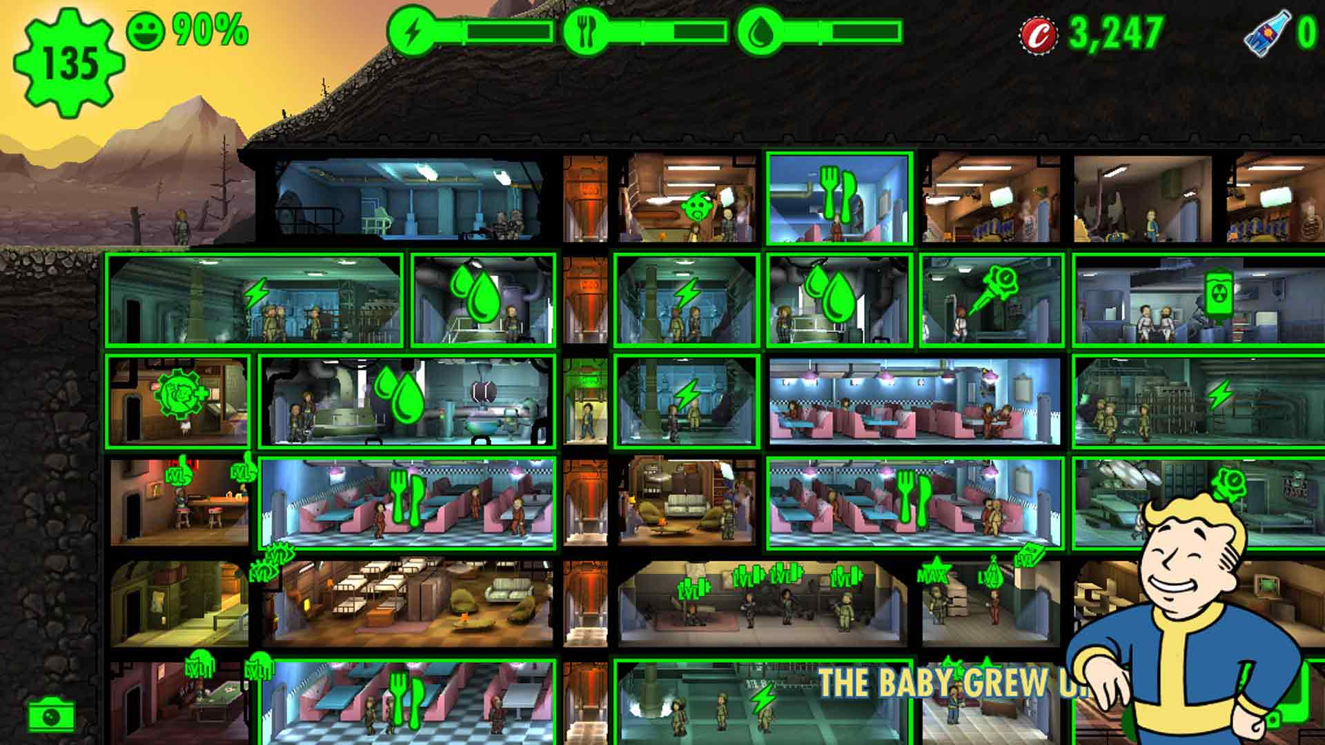 Fallout Shelter gameplay manajemen vault bawah tanah