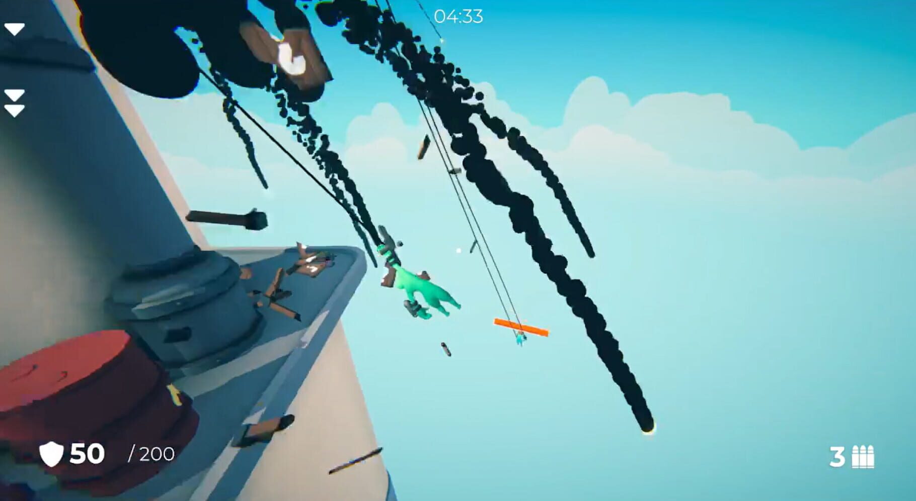 Gameplay Grapples Galore dengan Aksi Grappling Dinamis Gameplay Grapples Galore menampilkan karakter menggunakan grappling hook di arena platform