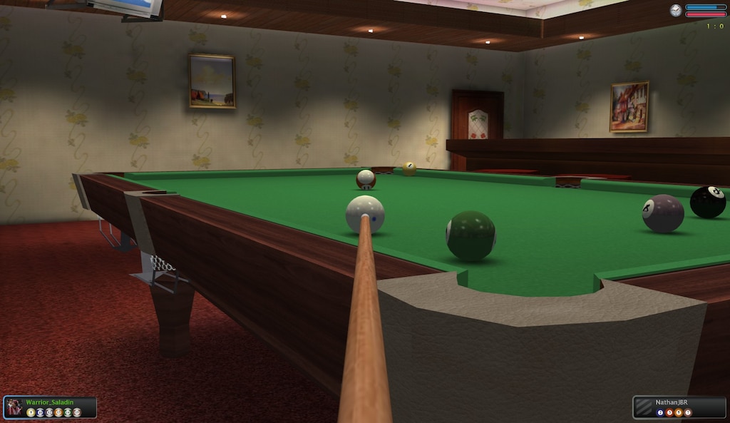 Gameplay Pool 2D - Poolians menampilkan mode 8 ball multiplayer online dengan tampilan meja biliar realistis