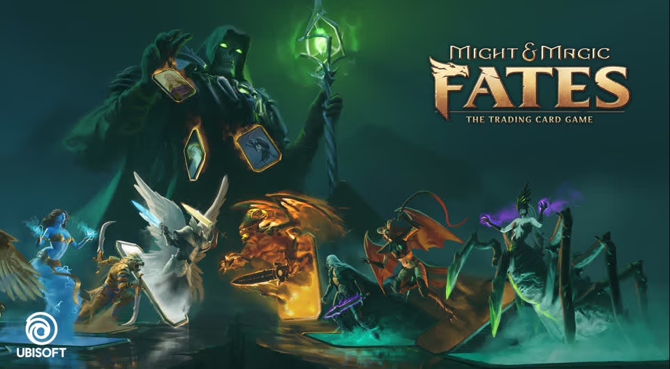 Screenshot gameplay Might & Magic Fates Heroes TCG menampilkan kartu dan hero epik