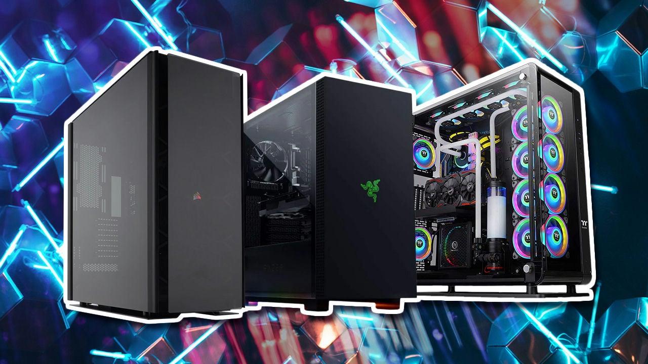 A futuristic high-airflow gaming PC case with RGB lighting and modular interior for 2026 builds.