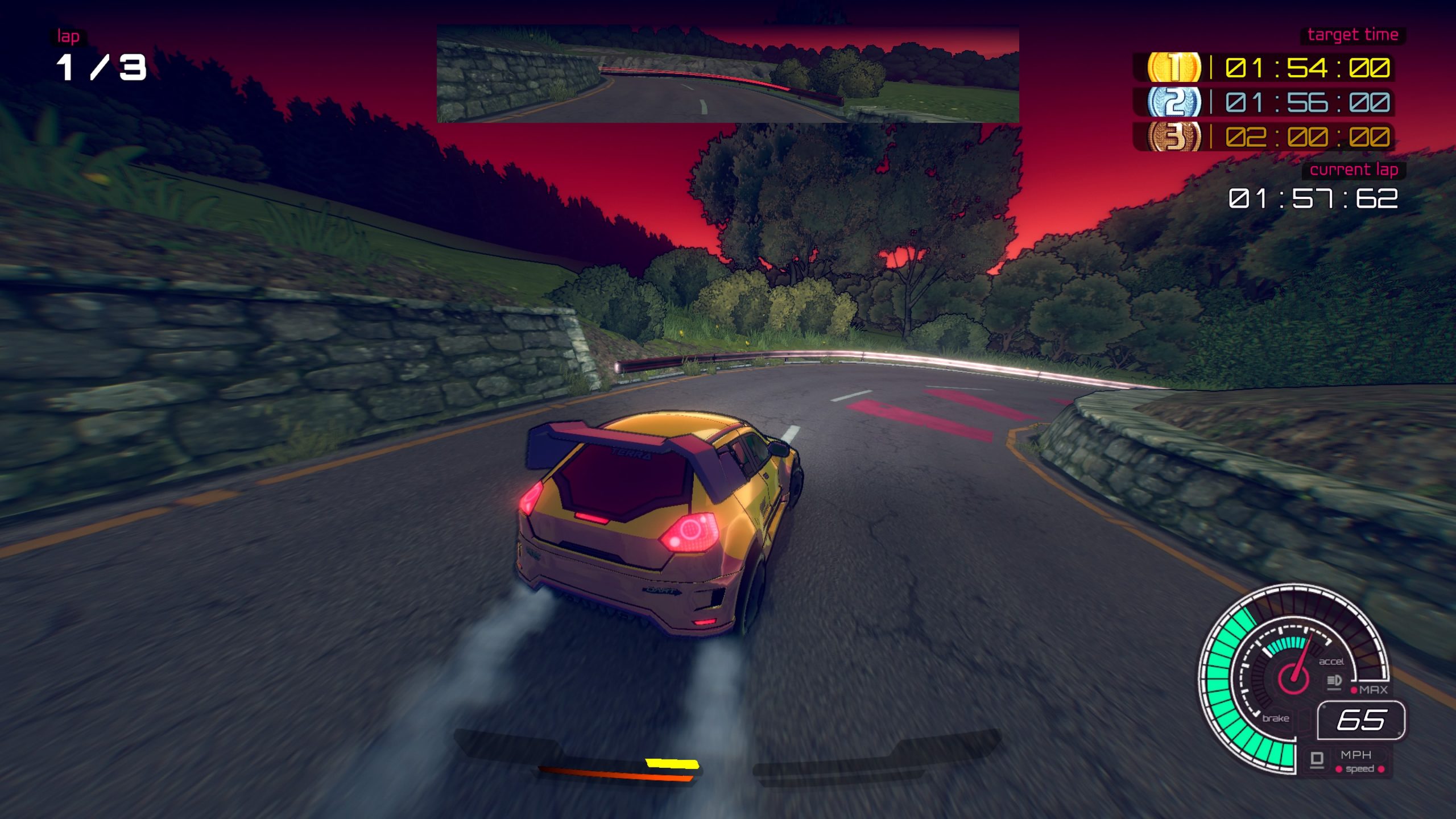 Inertial Drift gameplay mobil drift di lintasan neon futuristik