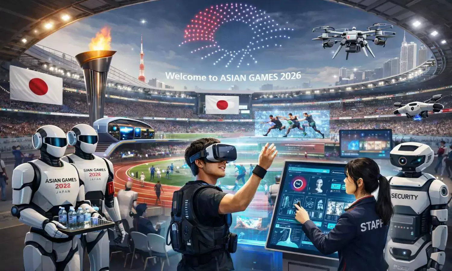 Ilustrasi teknologi game modern 2026 dengan cloud gaming, AI, dan esports futuristik