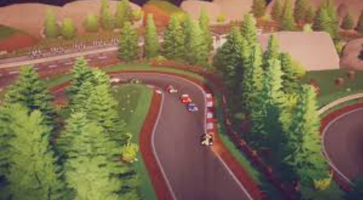 Circuit Superstars gameplay balapan arkade strategis dengan perspektif top-down di lintasan modern