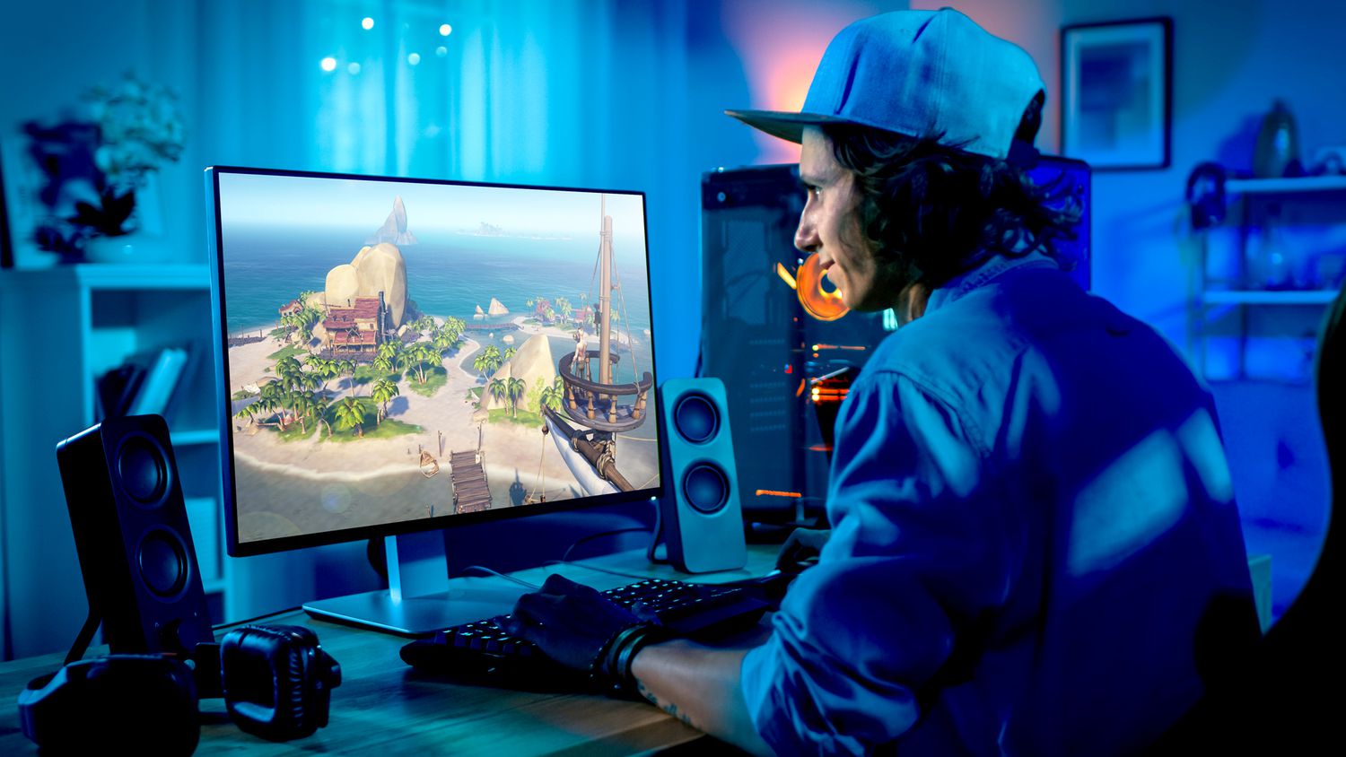 Game PC terbaru dengan tampilan gaming modern di komputer
