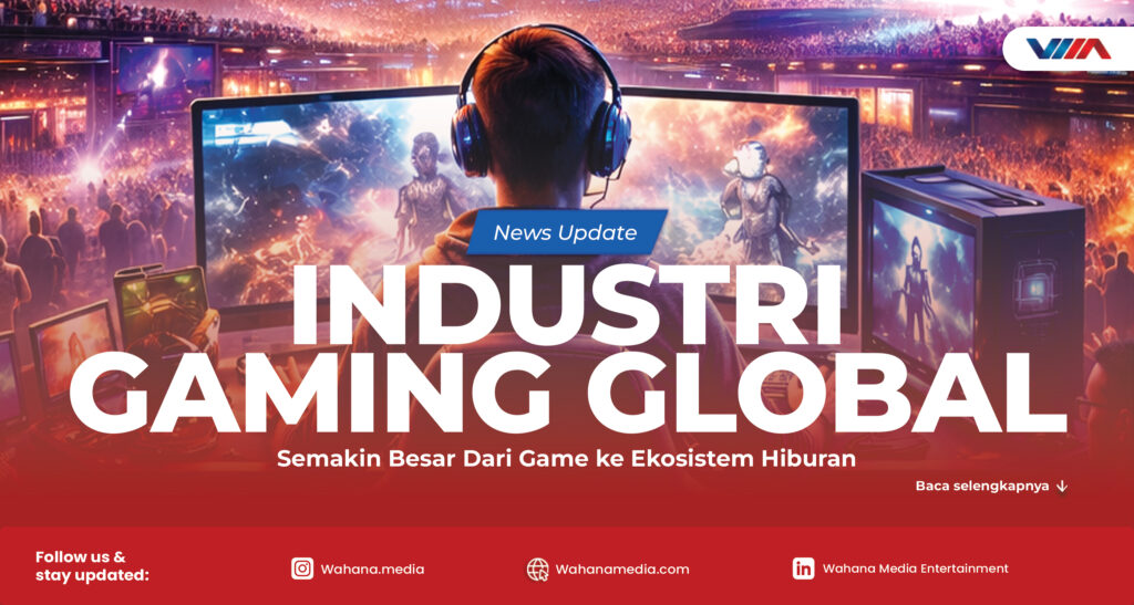 Teknologi game modern dengan perangkat gaming futuristik dan dunia digital